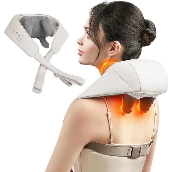 5D Kneading Shiatsu Massage Shawl Neck Chiropractic Massager for Shoulder Pain Relief Heating Neck Massageador Massagem New