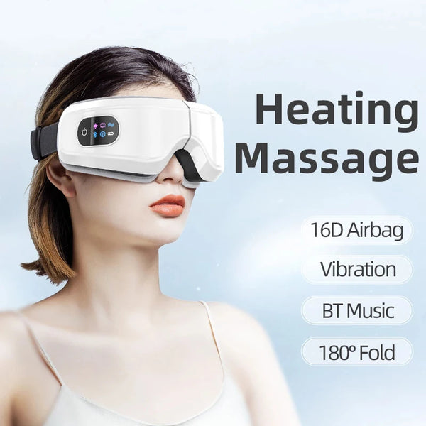 Eye Massager Heating Eyes Mask with Music Airbag Massage for Migraines, Dry Eye, Eye Strain, Dark Circles Relief Improve Sleep